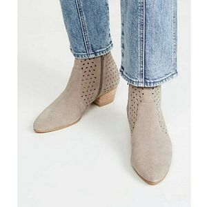Soludos Anthopologie Lola Perforated Suede Ankle Wester Booties Sz 9 Grey